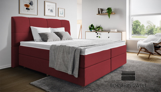 Lit boxspring Paul in Board Rouge