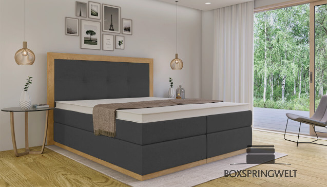 Lit Boxspring Claire 180 x 200 cm gris Mine