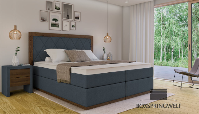 Lit Boxspring Claire 180 x 200 cm Luca Bleu Royal