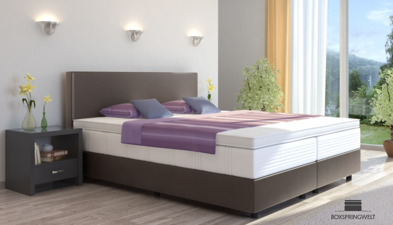 Lit Boxspring Emil 180 x 200 cm en gris anthracite