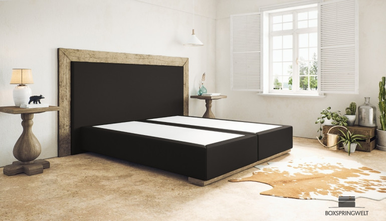 Lit Boxspring Diego sans matelas 140 x 210 cm en cuir Espresso