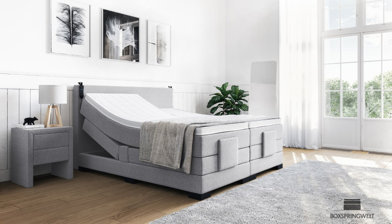 Lit Boxspring Konrad 120 x 200 cm avec moteur en planche Gris