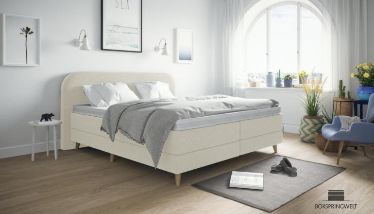 Lit Boxspring Meghan 200 x 210 cm en Jazz Ivory