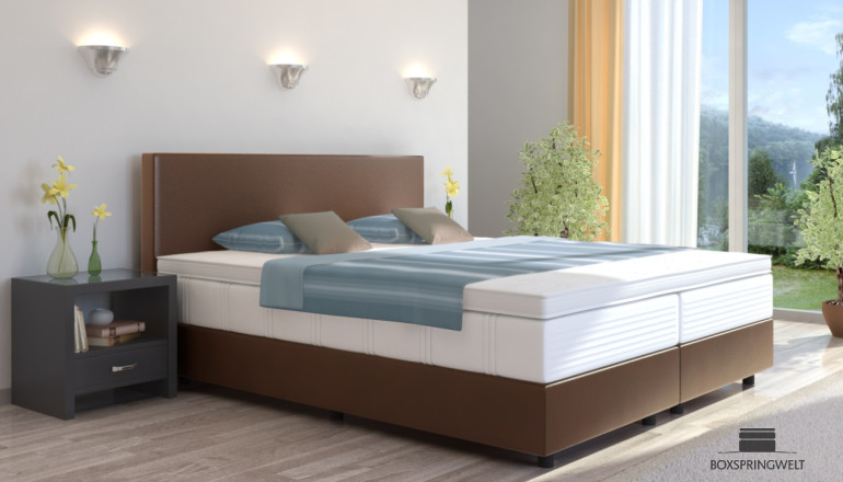 Lit Boxspring Emil 80 x 220 cm en marron