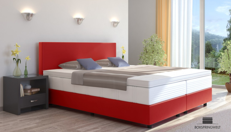 Lit Boxspring Emil 140 x 220 cm en rouge