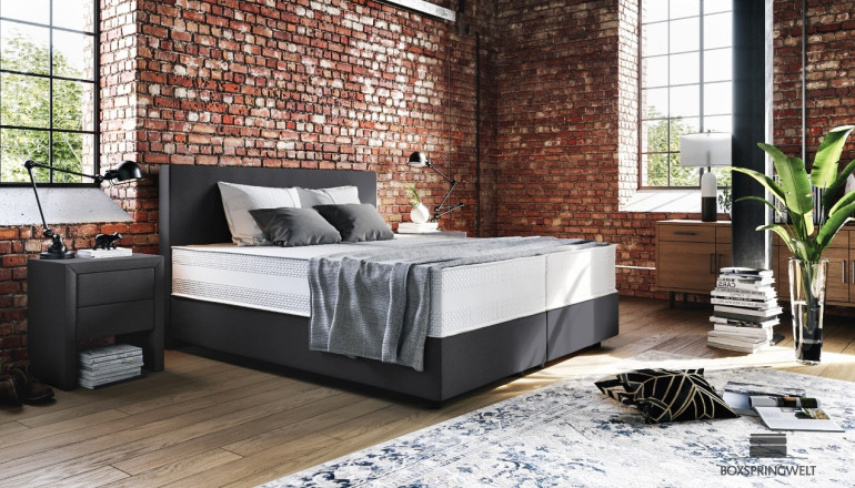 Lit Boxspring Oskar 160 x 210 cm en Mine Graphite