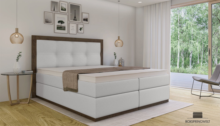 Lit Boxspring Claire 120 x 210 cm Crush Blanc