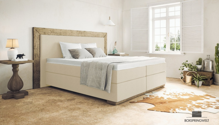 Lit Boxspring Diego 200 x 220 cm en beige