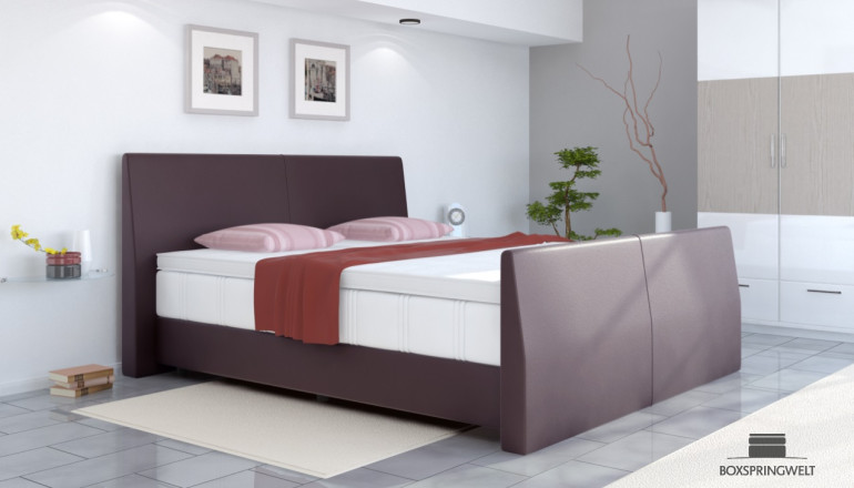 Lit boxspring en similicuir Abel 100 x 210 cm en violet-lilas