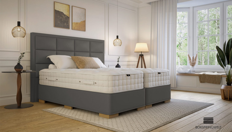 Lit Boxspring Hamlet en gris crush-argenté