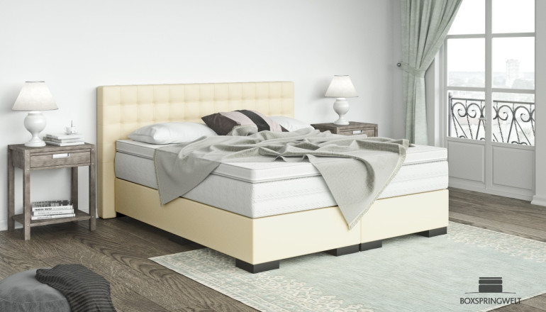 Lit Boxspring Moritz 120 x 200 cm en Crush Vanille