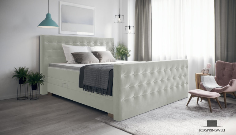 Lit Boxspring Helene 200 x 210 cm Board Ecru