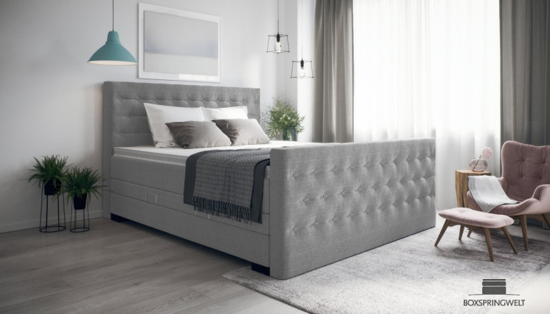 Lit Boxspring Helene 180 x 200 cm Board Gris