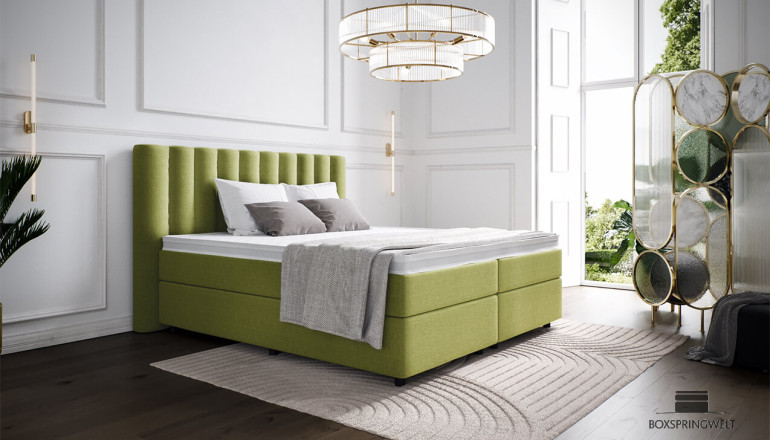 Lit Boxspring Diana en housse Mine Lime