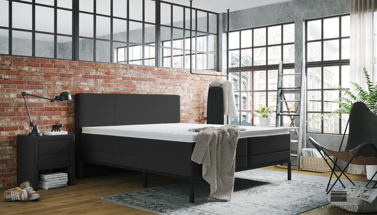 Lit Boxspring Tyler 180 x 200 cm en Luca Onyx