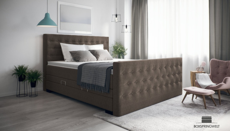 Lit Boxspring Helene 100 x 200 cm Board Taupe