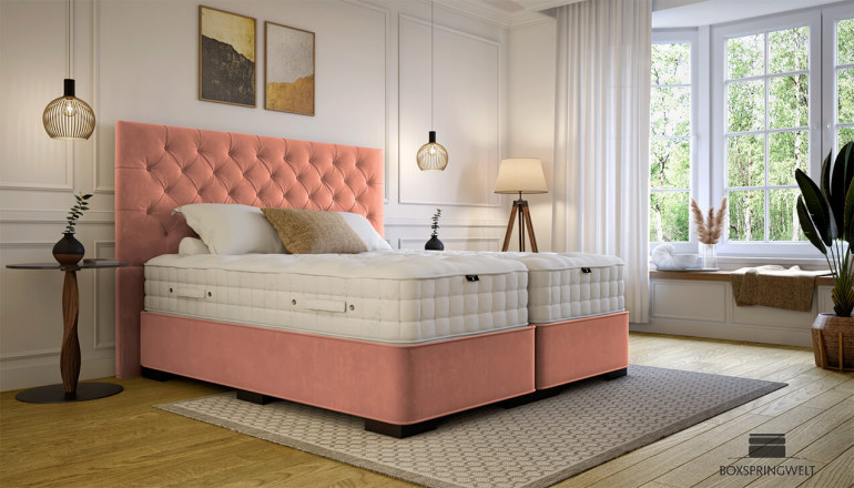 Lit Boxspring Hamlet en Adore rouge-rose