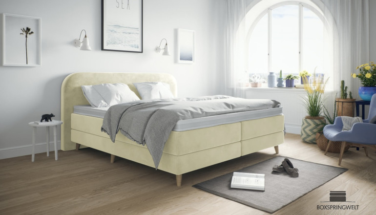 Lit Boxspring Meghan 160 x 220 cm en Adore Ecru   