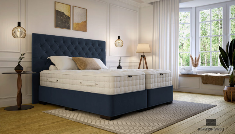 Lit Boxspring Hamlet en bleu Adore