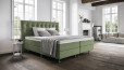 Lit Boxspring Paula en planche Vert