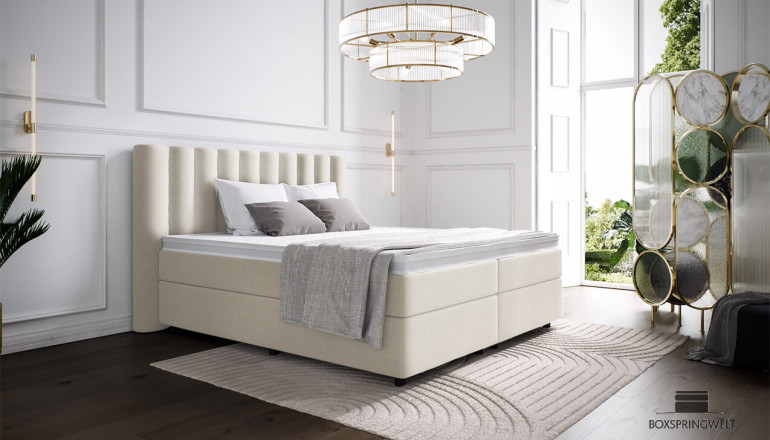 Boxspringbett Diana in Bezug Mine Cream